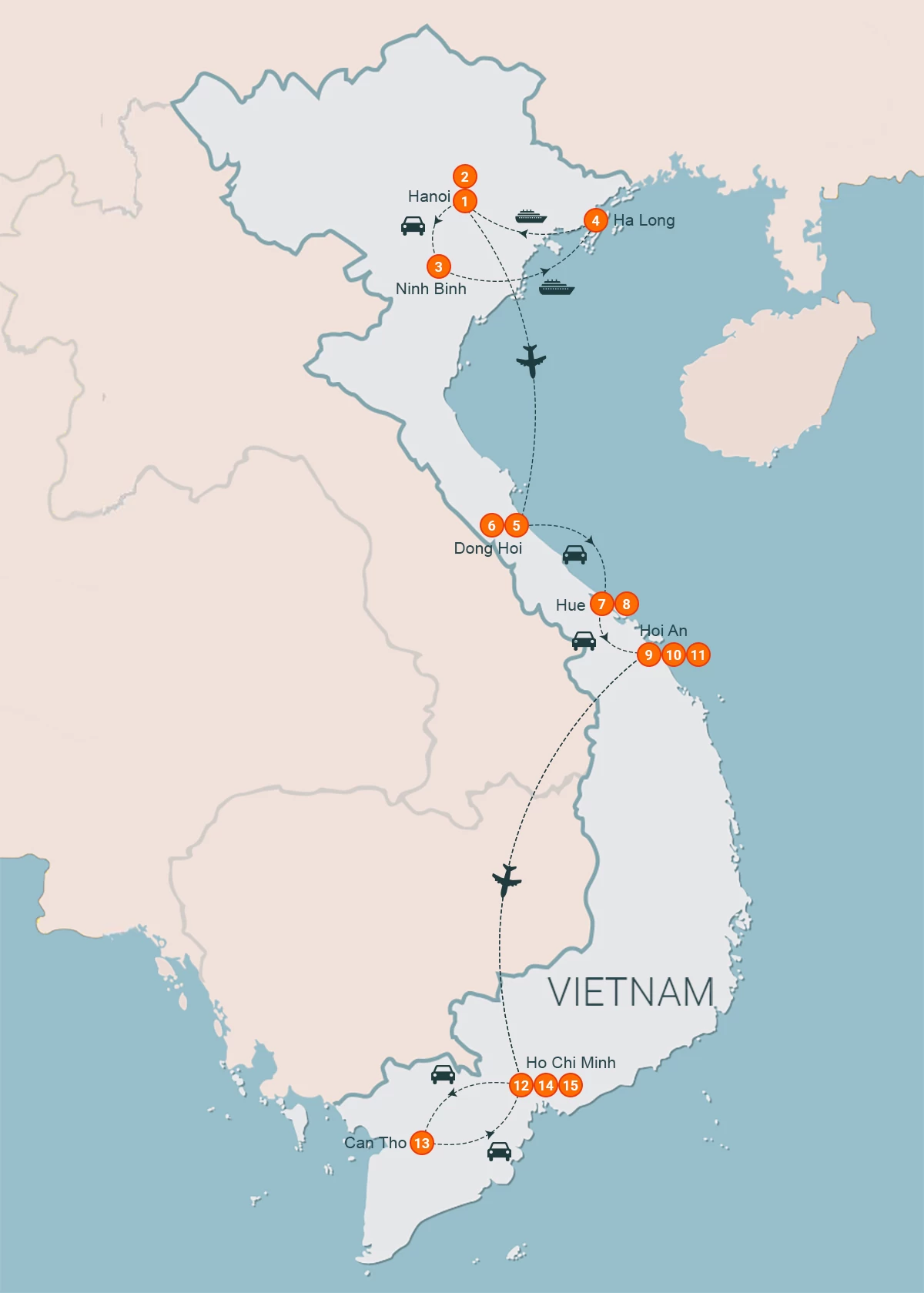 map Amazing Vietnam 15 Days