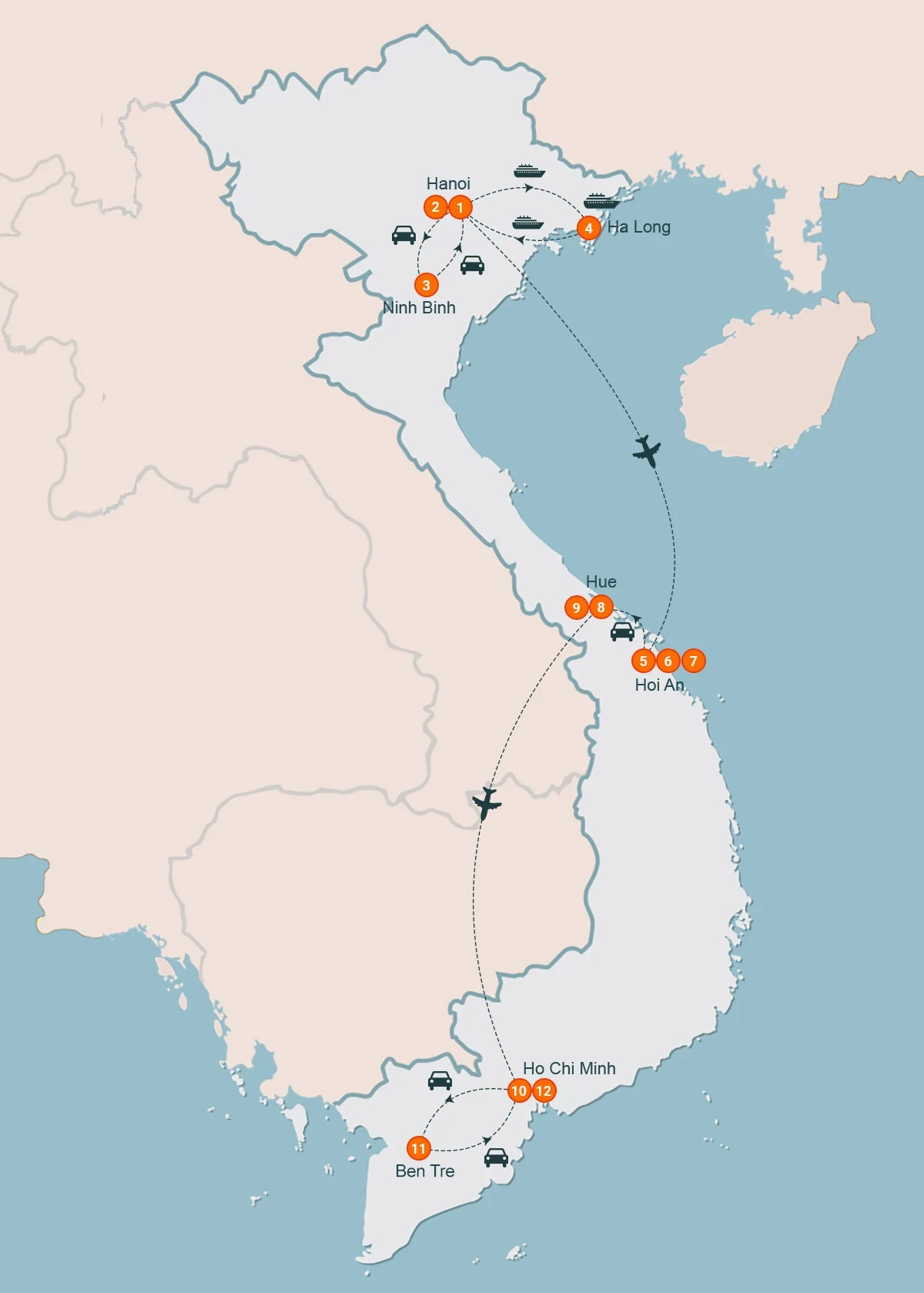 map Family Discover Vietnam 12 Days