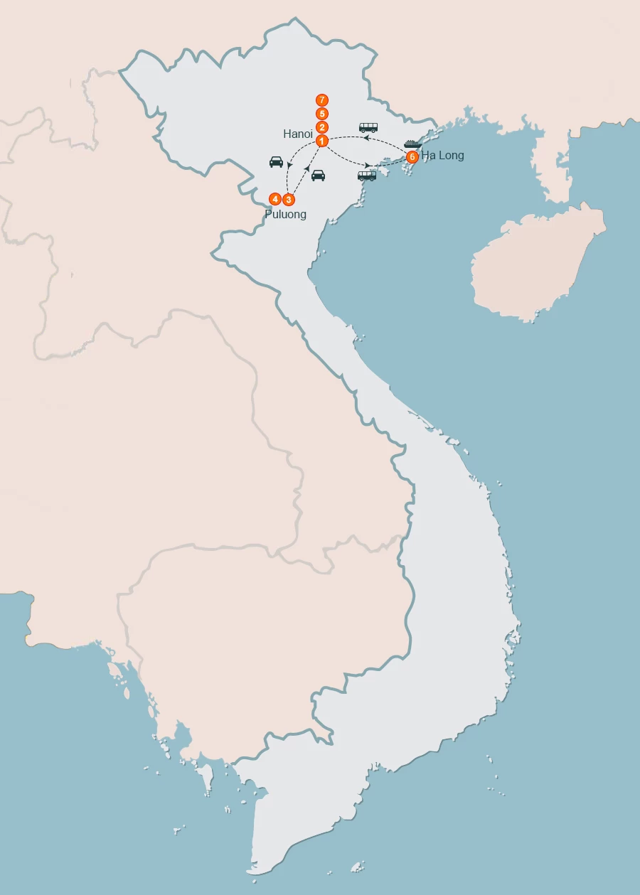 map Best of Nature in Northern Vietnam 7 Days
