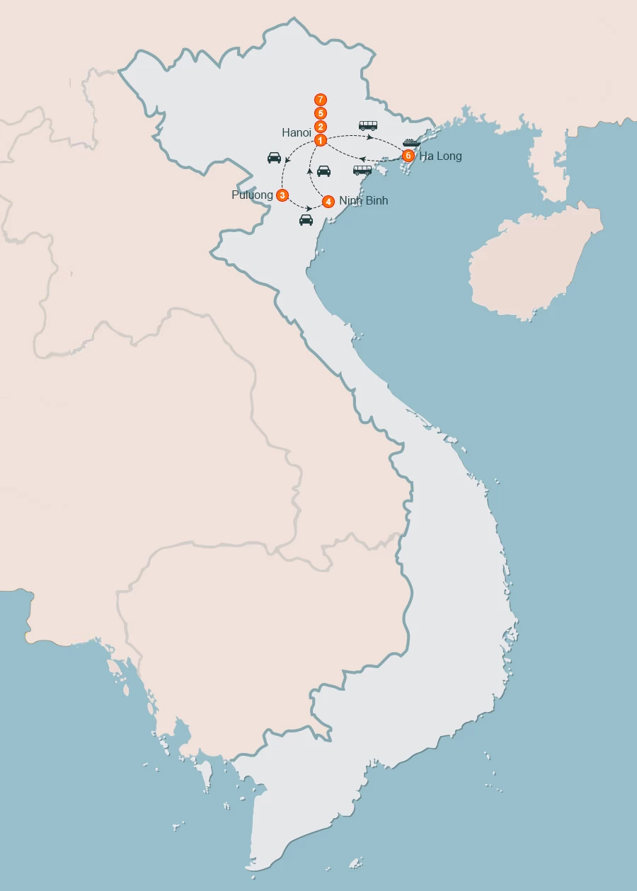 map Best of Northern Vietnam 7 Days