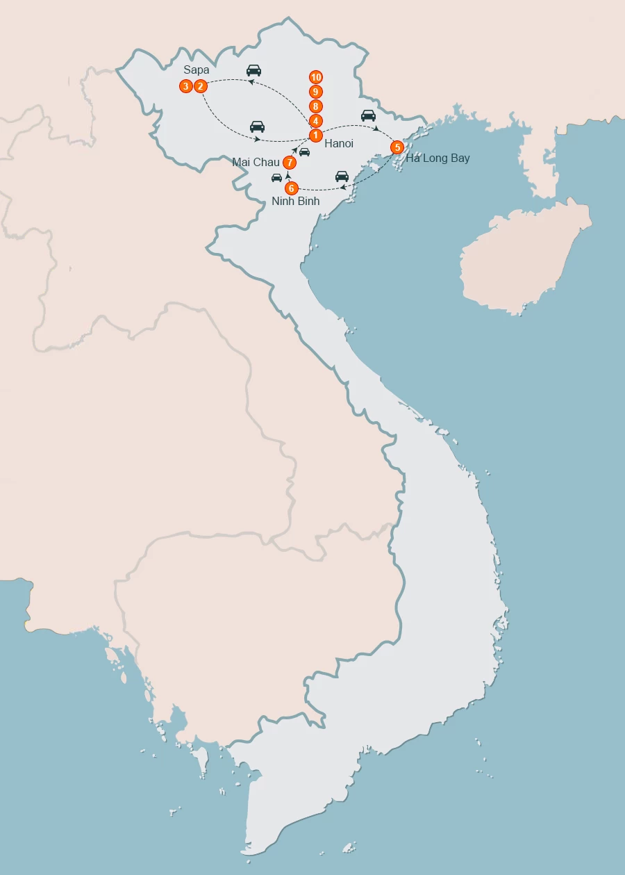 map Best North Vietnam Tour 10 Days