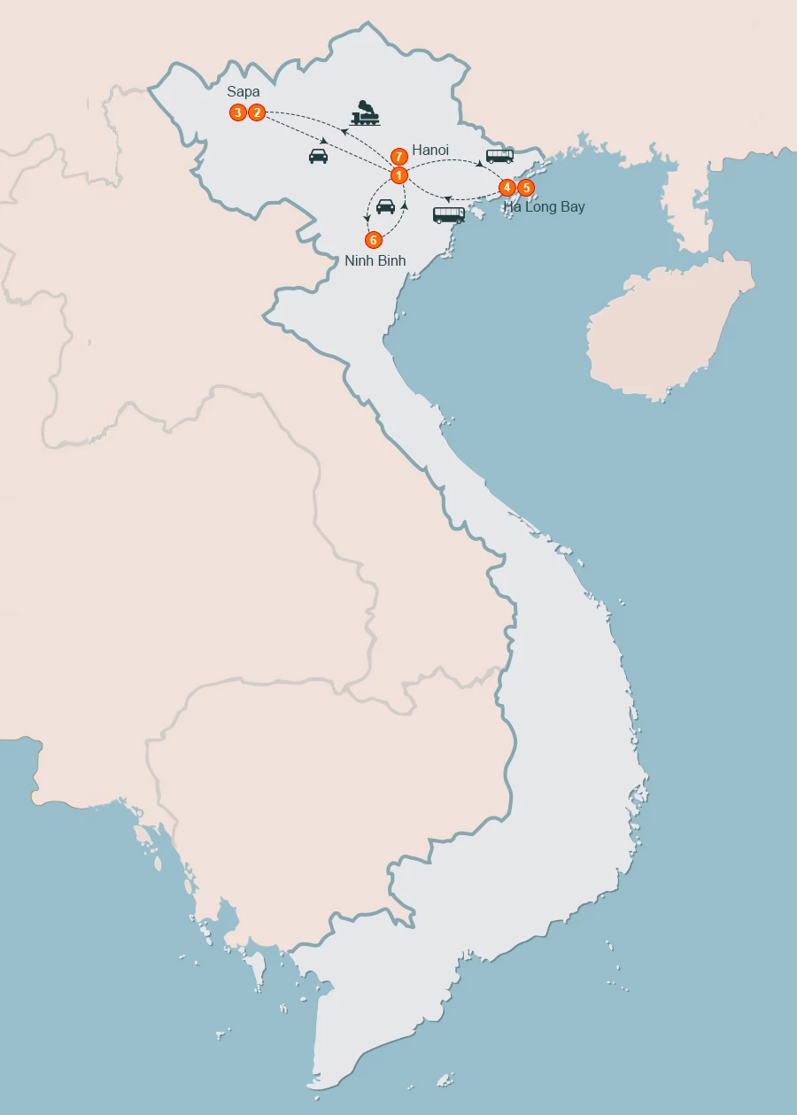 map 7-Day Authentic Northern Vietnam
