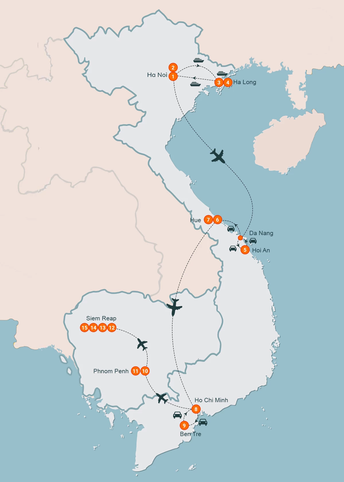 map The Spirit Of Vietnam And Cambodia 15 Days
