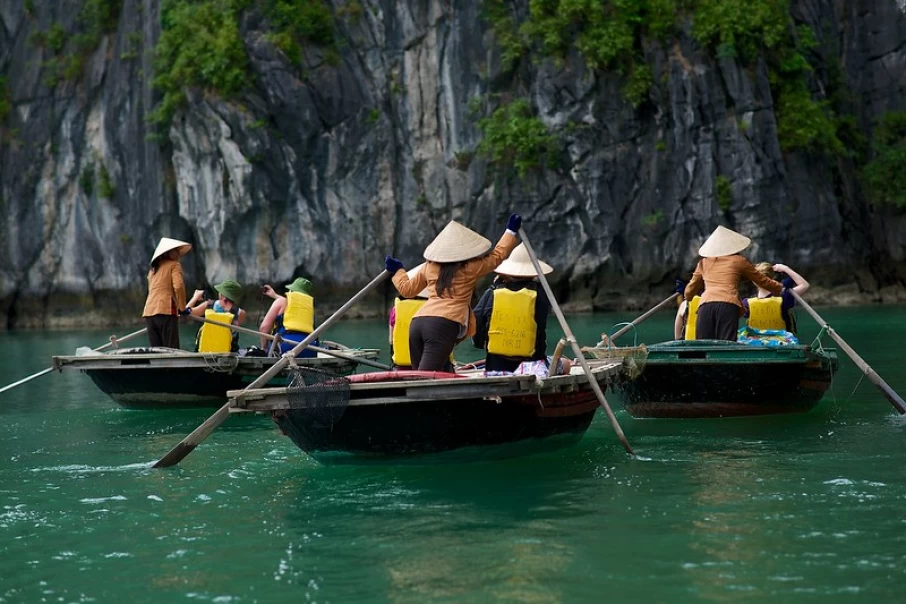 Boat Rowing In Halong